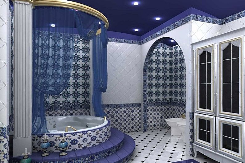 Blått bad i orientalsk stil - Interiørdesign