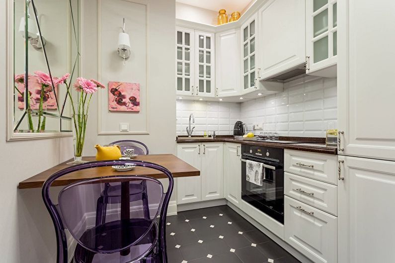Lila färg i det inre av köket - Fotodesign
