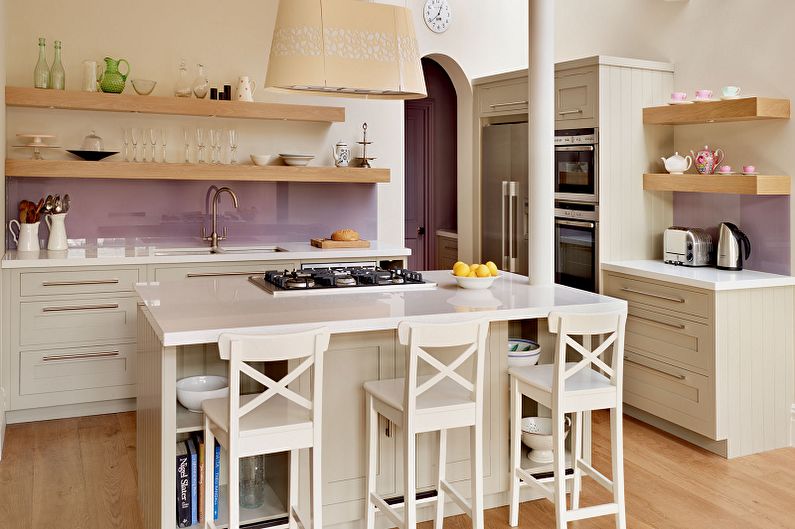 Lila färg i det inre av köket - Fotodesign