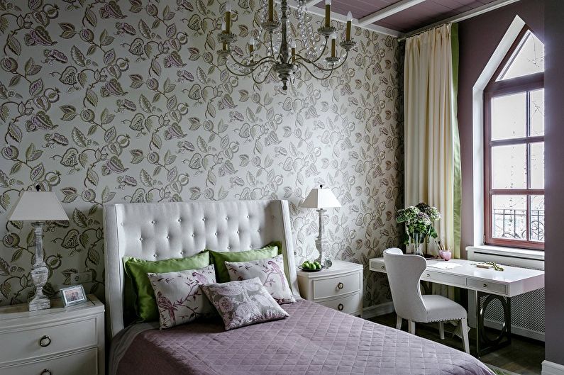 Culoare lila in interiorul dormitorului - Design foto