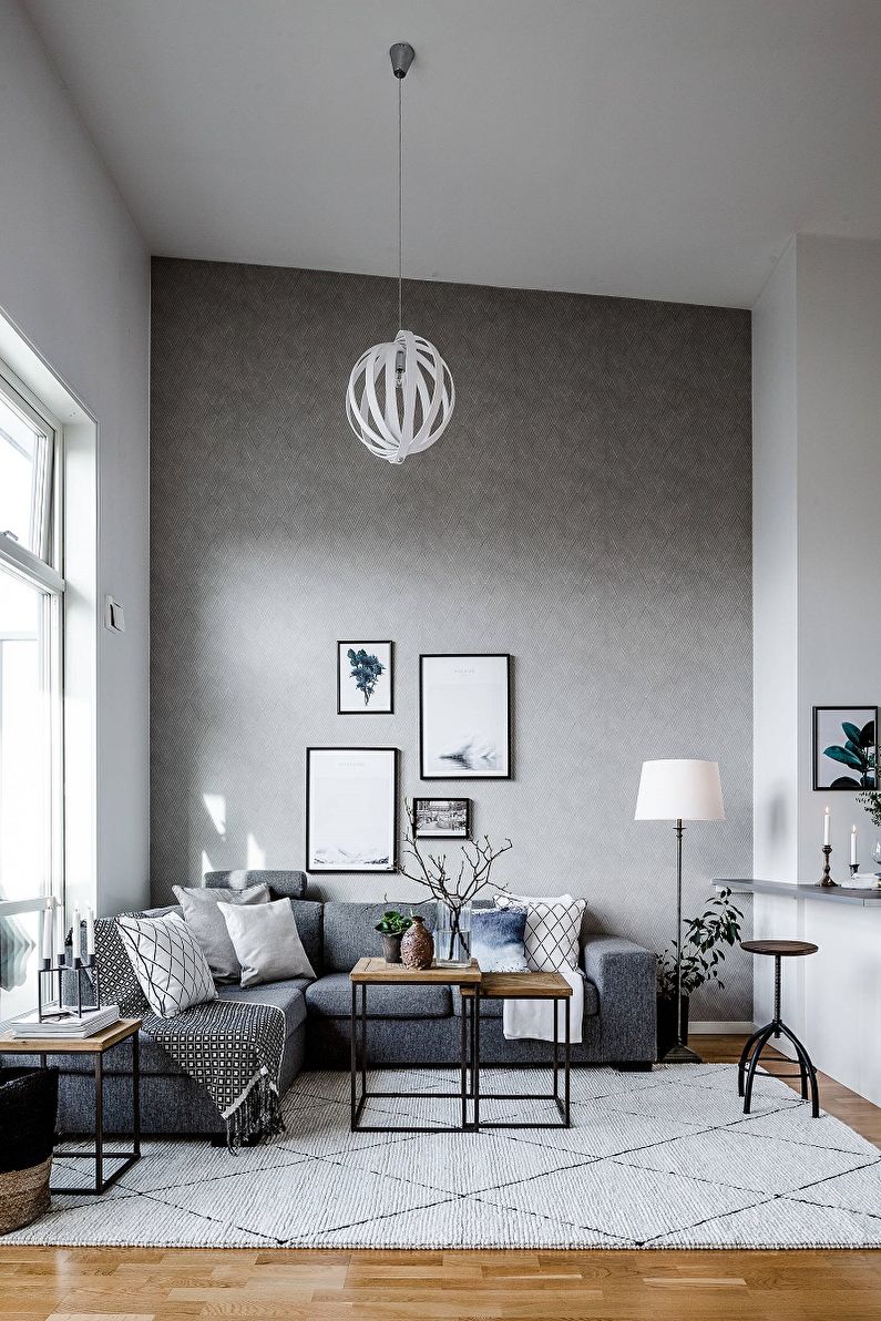 Sala de estar en una foto de estilo escandinavo - diseño de interiores