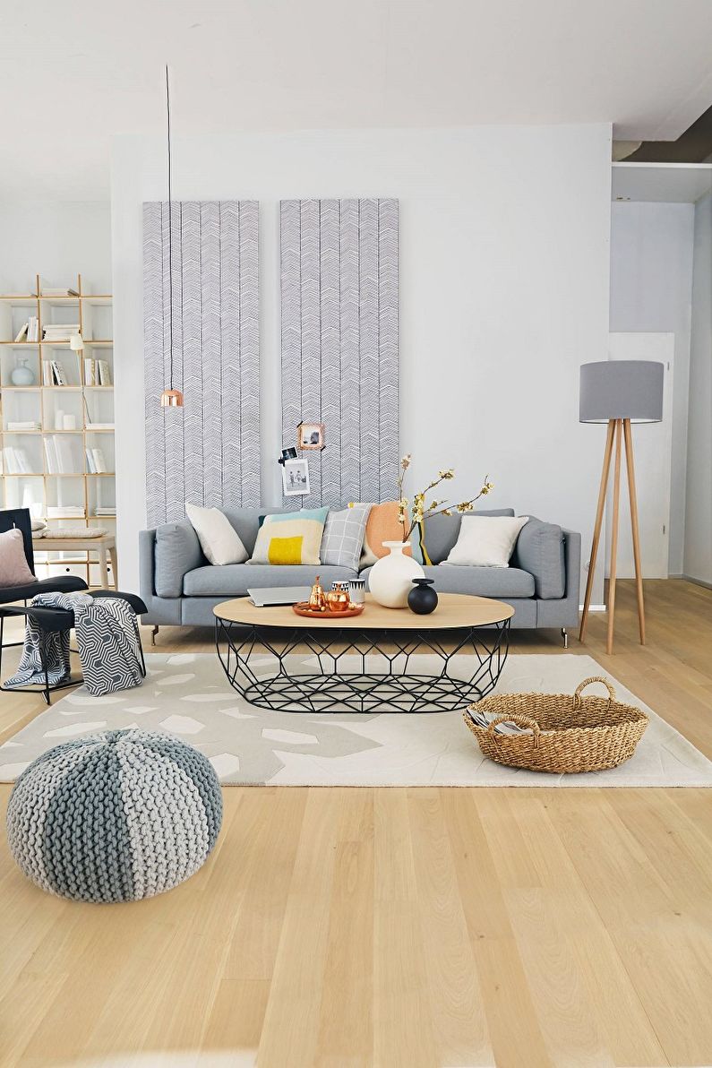 Stue i et skandinavisk foto - interiørdesign