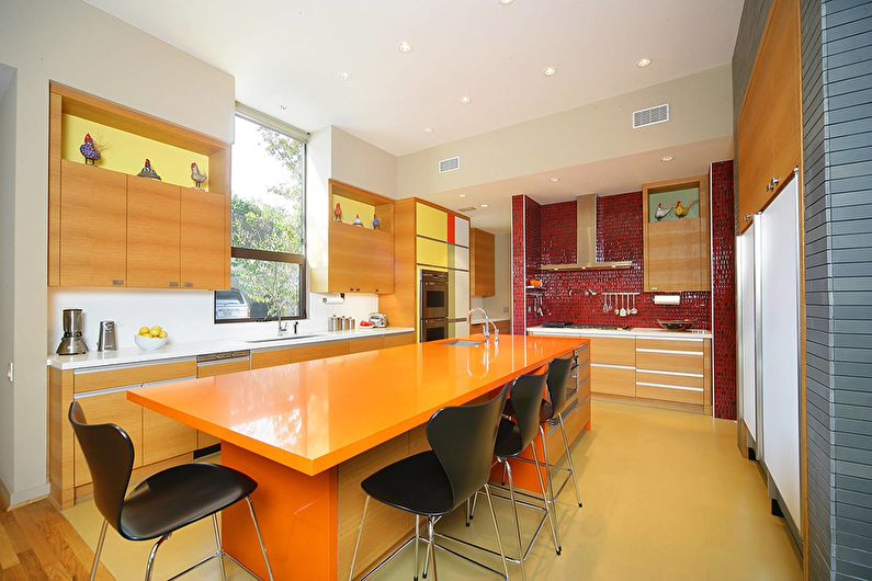 A combinação de cores no interior da cozinha - Combinações quentes
