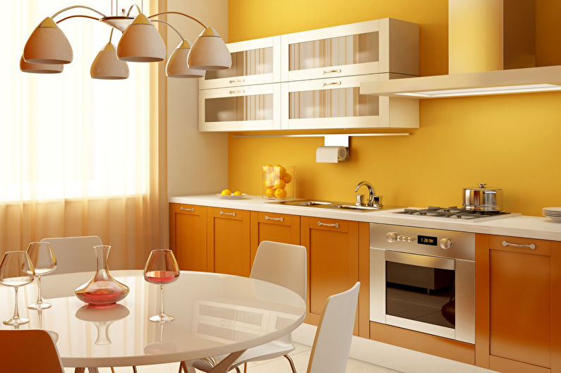 A combinação de cores no interior da cozinha - Combinações quentes