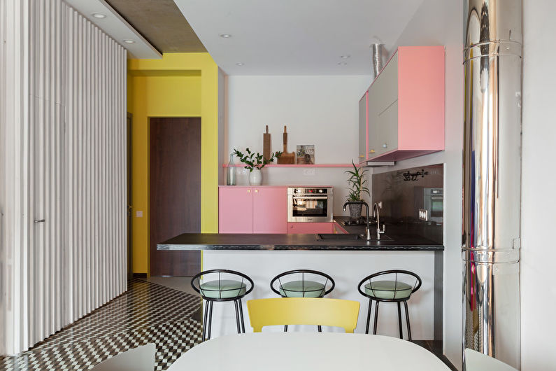 Kombinationen av färger i det inre av köket - foto