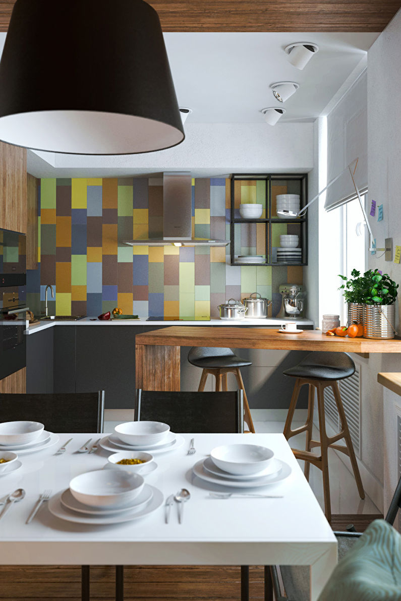 A combinação de cores no interior da cozinha - foto