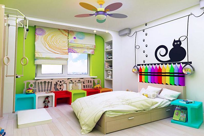 Συνδυασμοί χρωμάτων στο εσωτερικό του παιδικού δωματίου - Ουδέτερο φόντο και προφορές