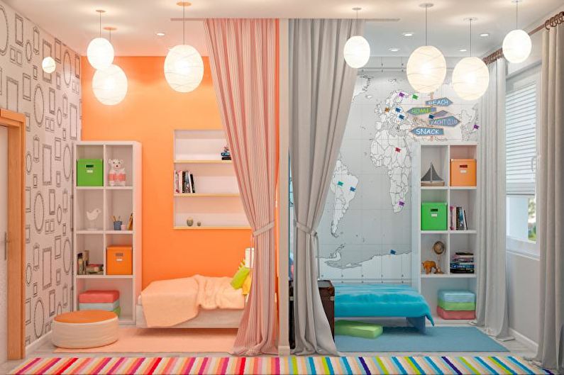 Farebné kombinácie v interiéri detskej izby - Zónovanie škôlky