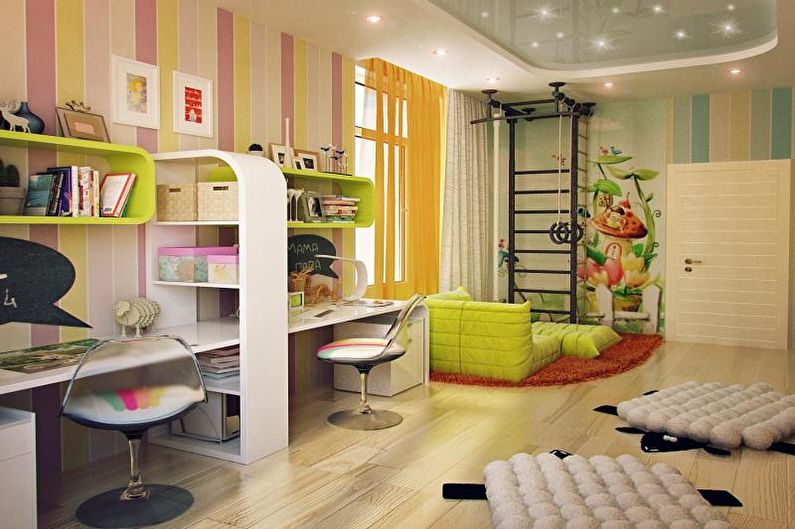 Farebné kombinácie v interiéri detskej izby - Zónovanie škôlky