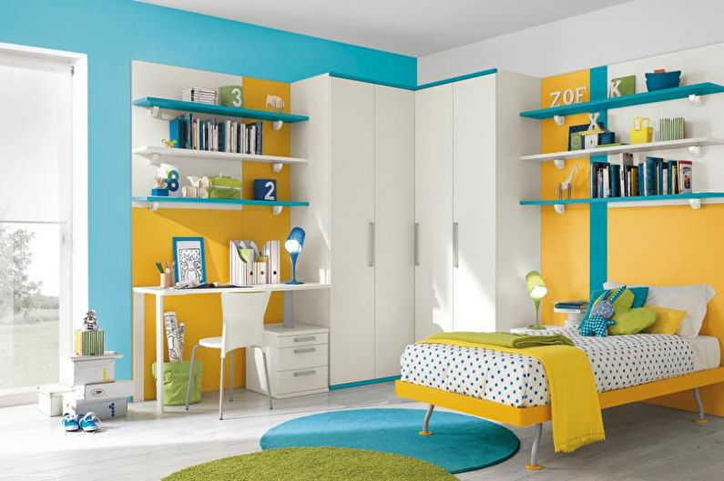 Połączenie kolorów we wnętrzu pokoju dziecięcego - zdjęcie