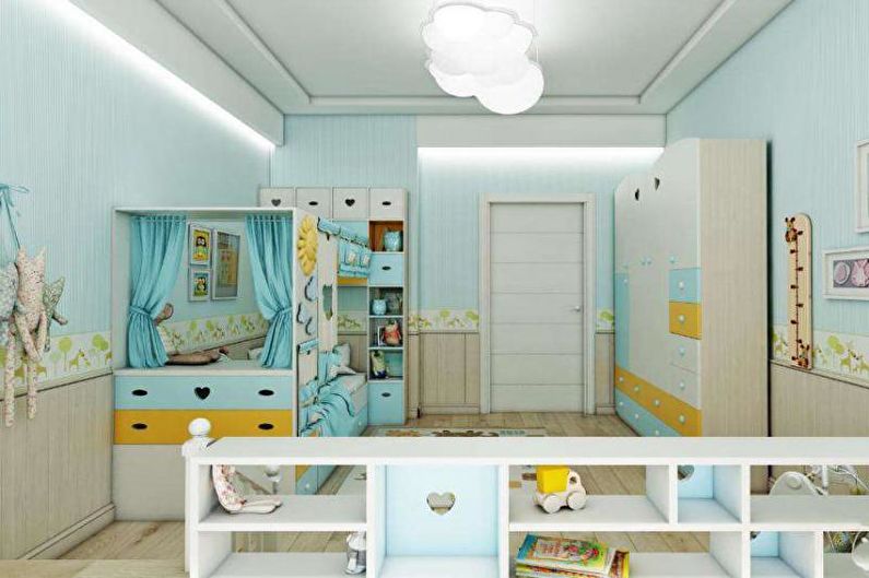 Kombinasjonen av farger i det indre av barnerommet - foto