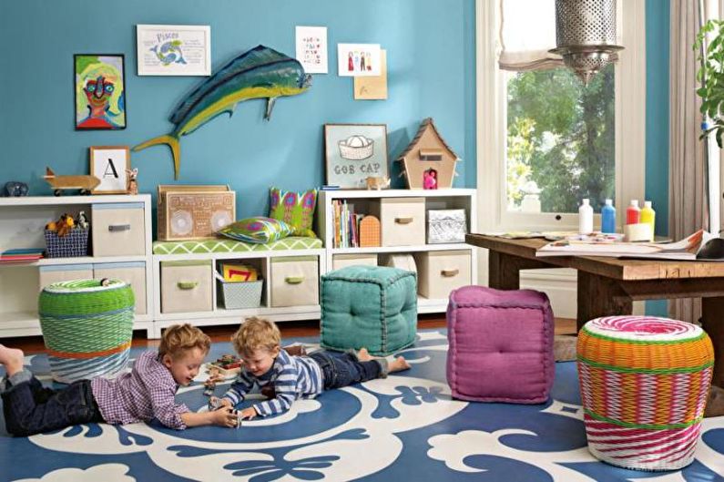 Kombinacje kolorów we wnętrzu pokoju dziecięcego - Paleta ze zdjęcia