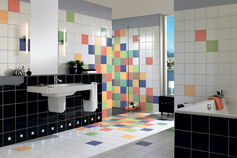 A combinação de cores no interior do banheiro - foto