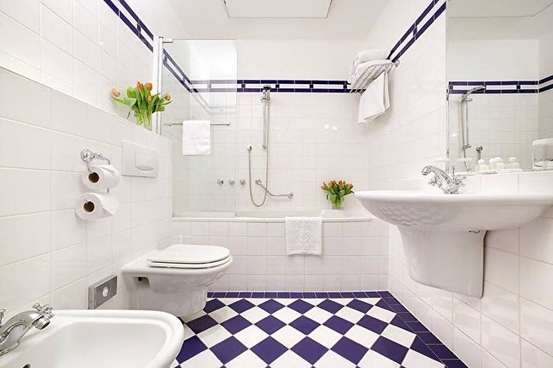 שילובי צבעים בפנים חדר האמבטיה - חדר אמבטיה לבן