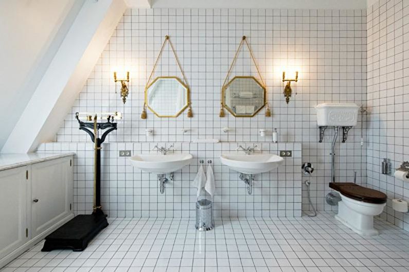 Combinações de cores no interior da casa de banho - Casa de banho branca