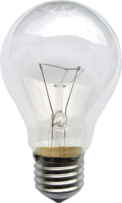 Glödlampa med en effekt som inte överstiger 60 W.