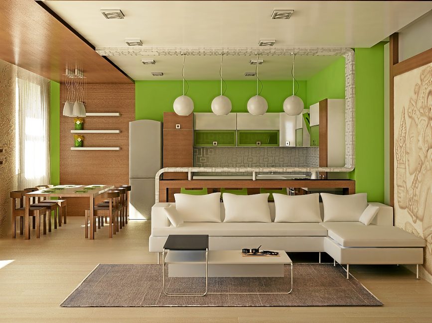 Culoarea caldă a pereților și a mobilierului va da mai multă lumină