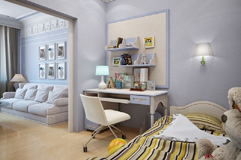 Sovrum och barnkammardesign i ett rum - Golvfinish
