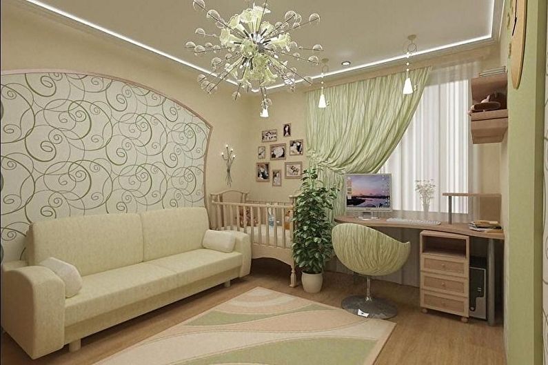 Sovrum och barnkammardesign i ett rum - Väggdekoration