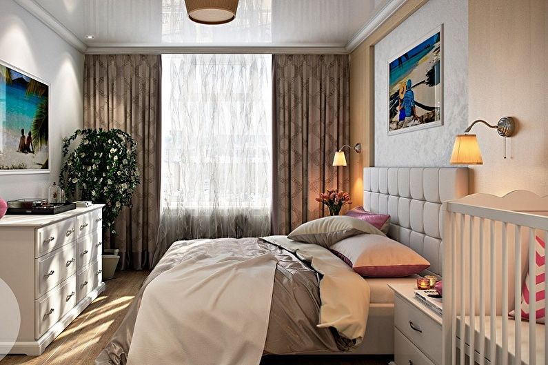 Diseño de dormitorio y guardería en una habitación - Iluminación y decoración