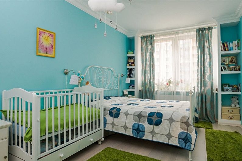 עיצוב פנים של חדר שינה וחדר ילדים בחדר אחד - צילום