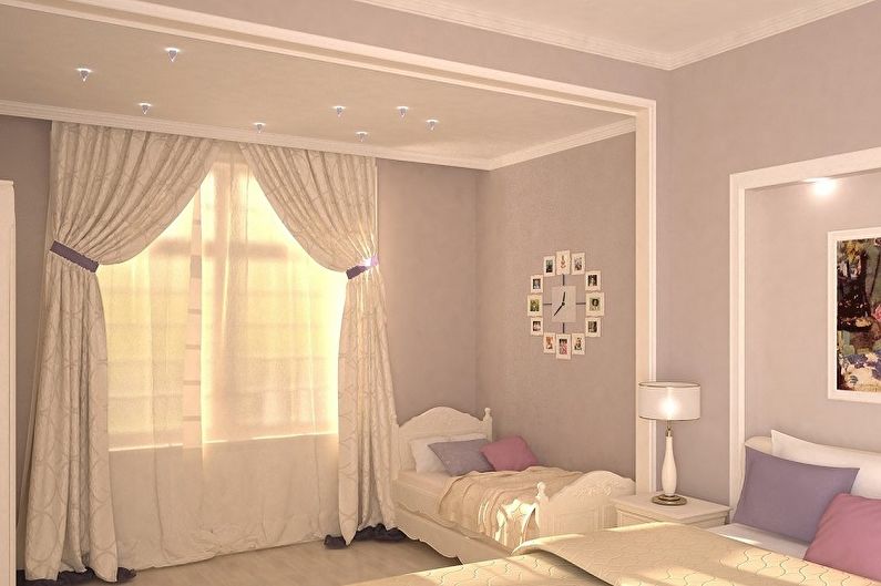 Diseño de dormitorio y guardería en una habitación - Soluciones de color