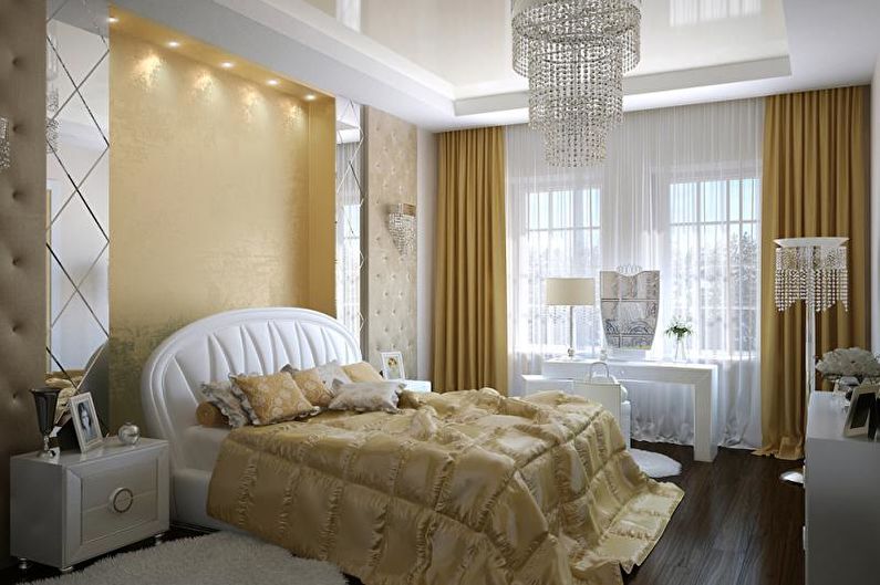 Dwukolorowa sypialnia w stylu art deco - projektowanie wnętrz