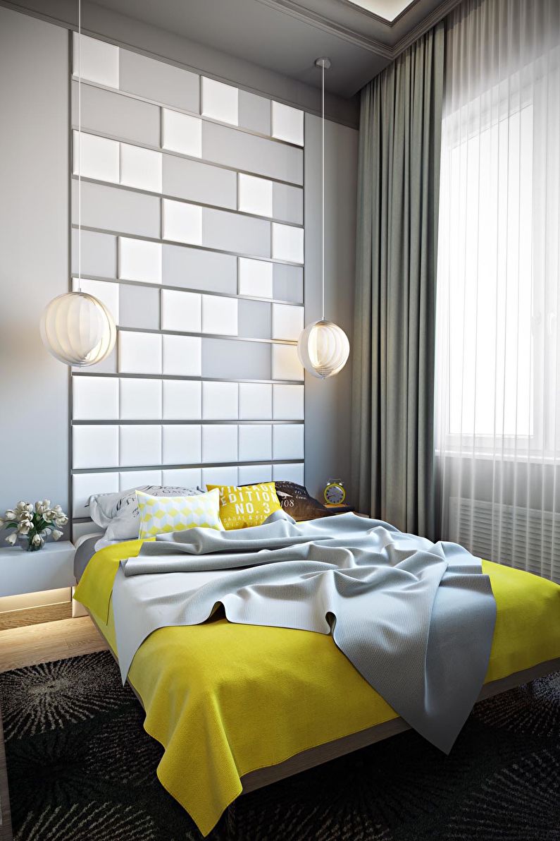 Dormitor galben în stilul minimalismului - Design interior