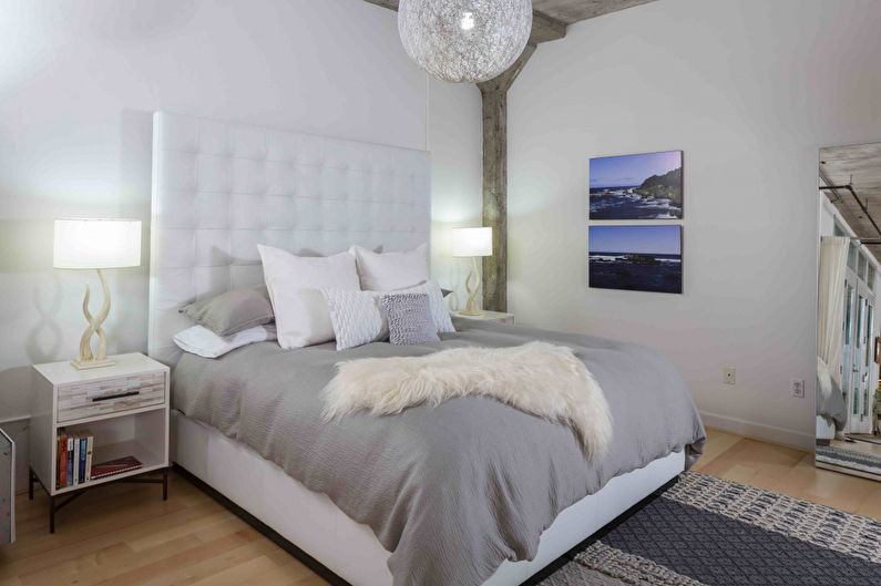 Design minimalist al dormitorului - Decor de tavan