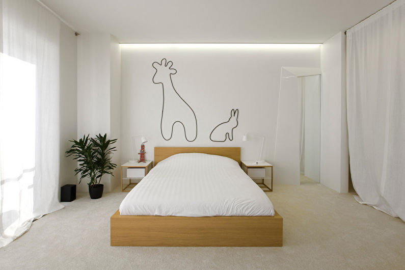 Biała sypialnia w stylu minimalizmu - Aranżacja wnętrz
