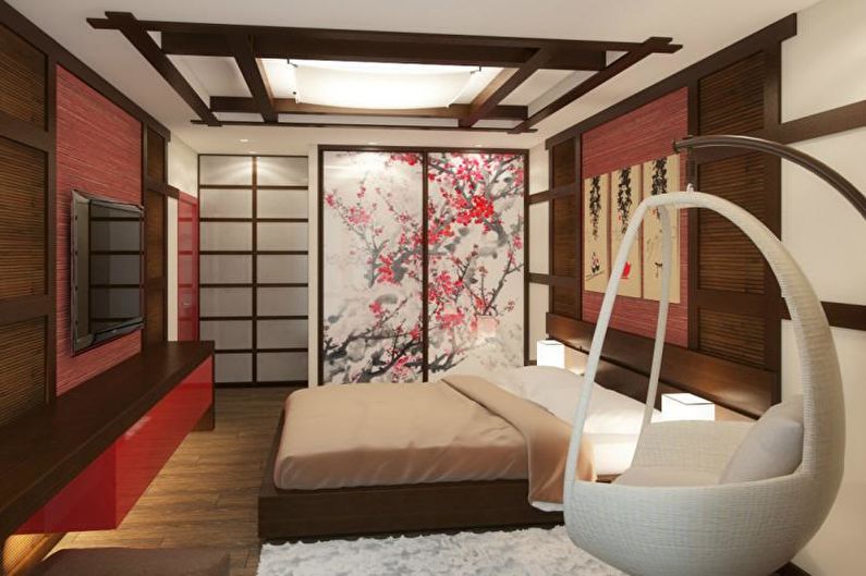 Projekt sypialni w stylu japońskim - Meble