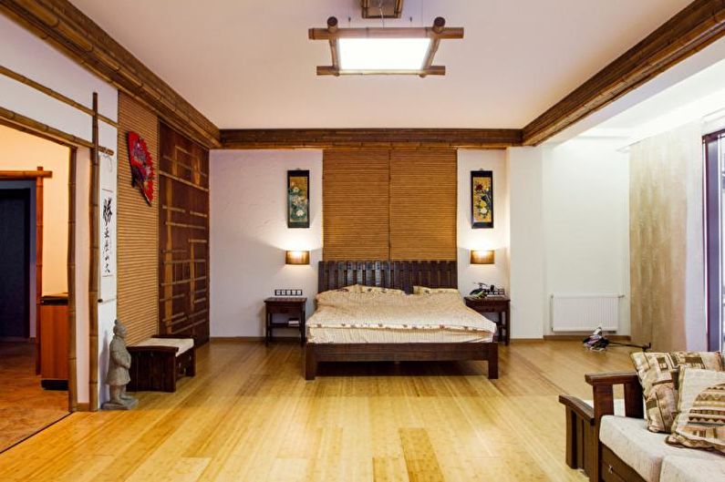 Projekt sypialni w stylu japońskim - dekoracje i oświetlenie
