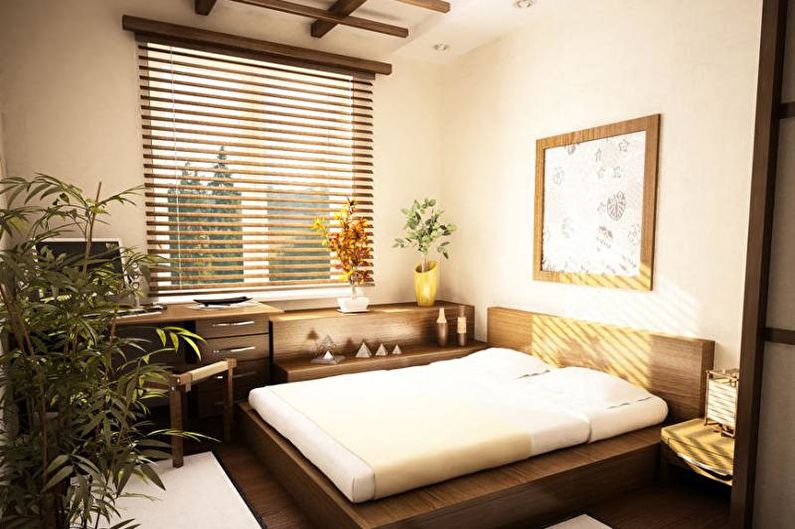 Mała sypialnia w stylu japońskim - projektowanie wnętrz