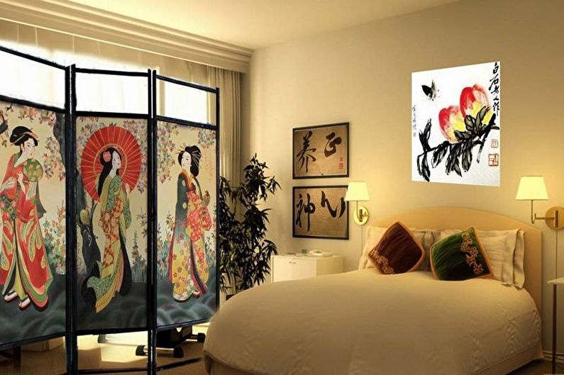 Μικρό υπνοδωμάτιο σε ιαπωνικό στυλ - εσωτερική διακόσμηση