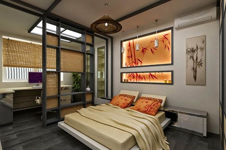Μικρό υπνοδωμάτιο σε ιαπωνικό στυλ - εσωτερική διακόσμηση
