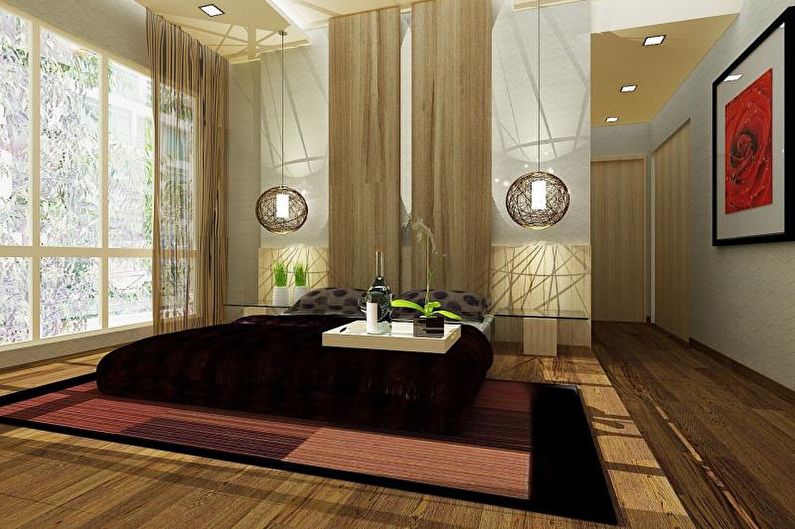 Υπνοδωμάτιο σε ιαπωνικό στιλ - φωτογραφία εσωτερικού σχεδιασμού