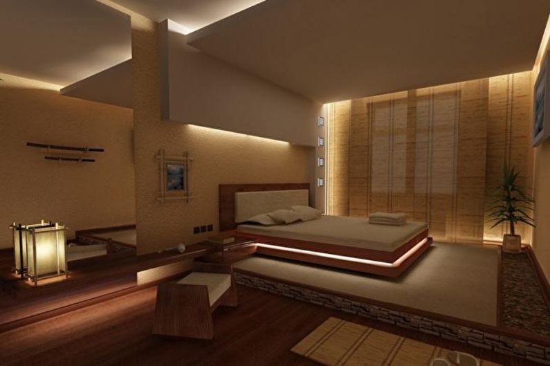 Υπνοδωμάτιο σε ιαπωνικό στιλ - φωτογραφία εσωτερικού σχεδιασμού