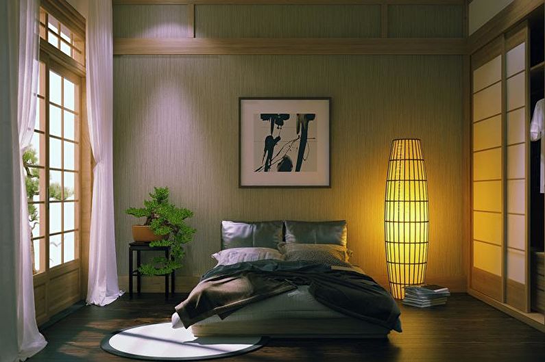 Spálňa v japonskom štýle - fotografia interiéru