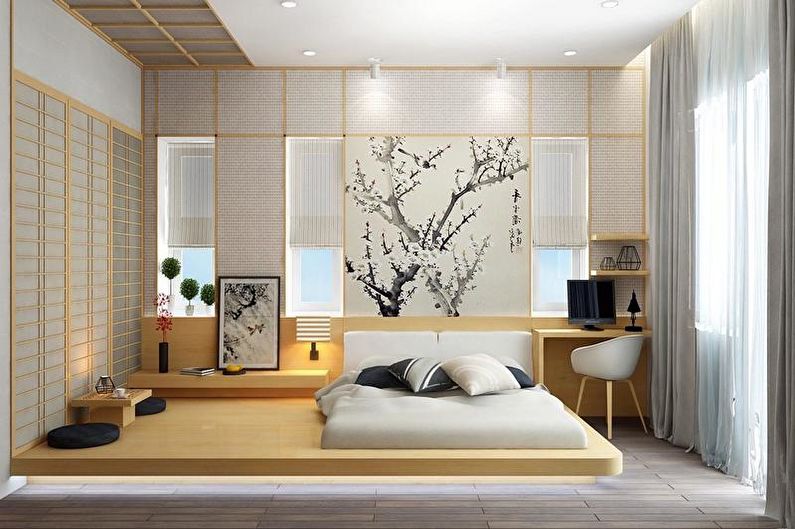 Dormitor în stil japonez: 90 de fotografii de design