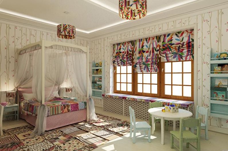 Interiørdesign av et barnerom i middelhavsstil - foto
