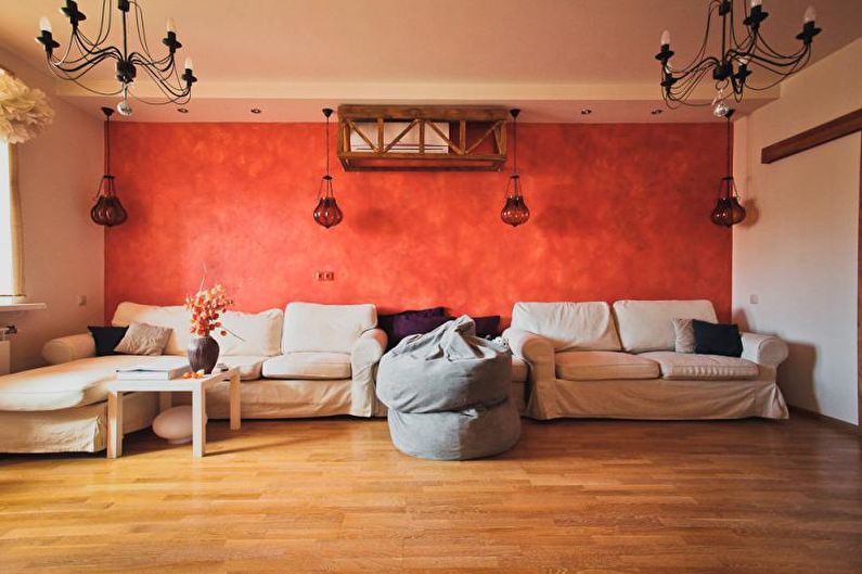 Interiørdesign i stuen i middelhavsstil - foto