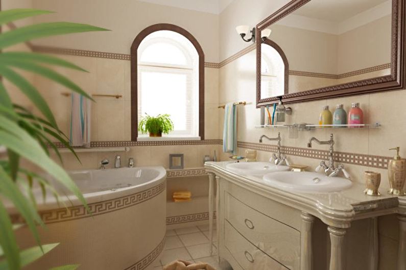 Interiér kúpeľne v stredomorskom štýle - foto