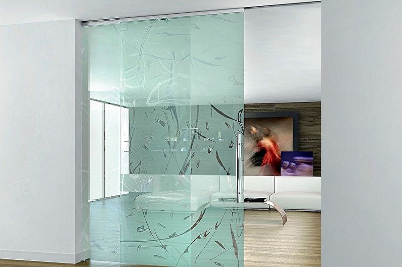 Projekt szklanych drzwi wewnętrznych - Drzwi szklane zdobione folią