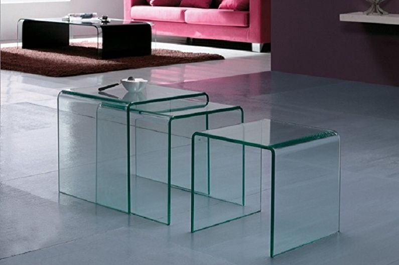 Tipos de mesas de centro de vidro - Dependendo do número e tipo de pernas