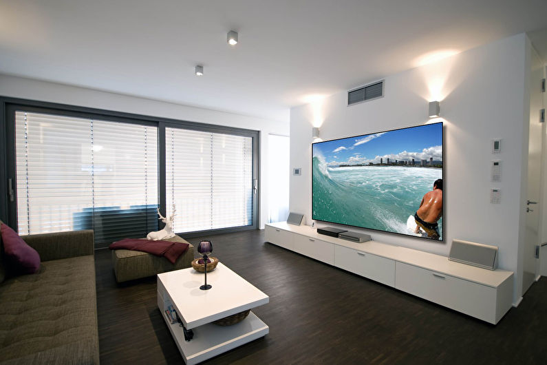 TV -vägg - alternativ för belysning