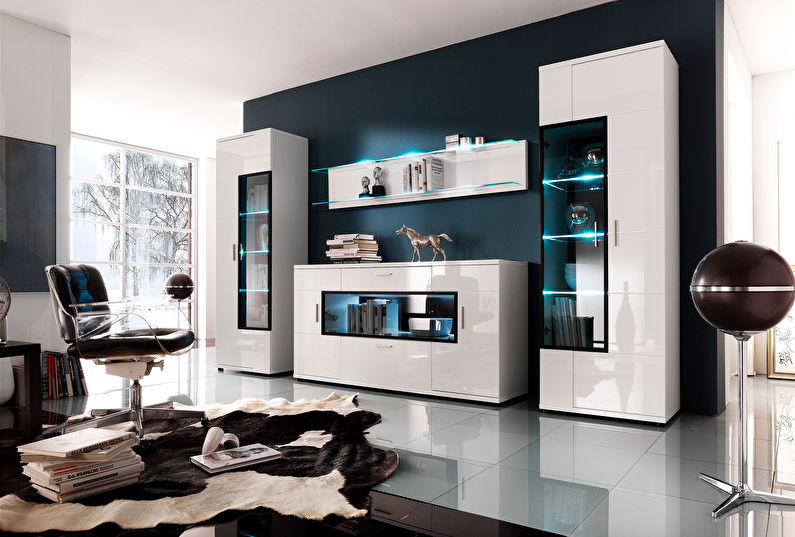 Modułowe ściany salonu w nowoczesnym stylu