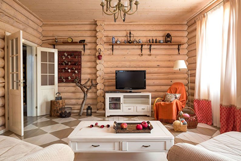 Sala de estar em estilo country - foto do design de interiores
