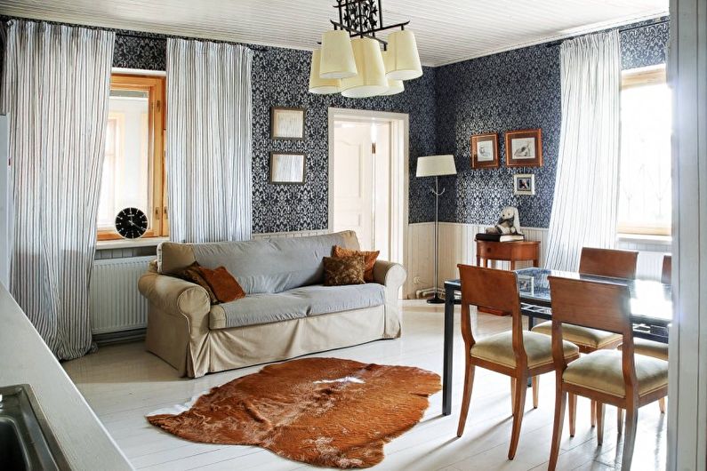 Sala de estar em estilo country - foto do design de interiores