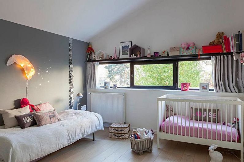 Interiérový dizajn detskej izby v podkroví - fotografia