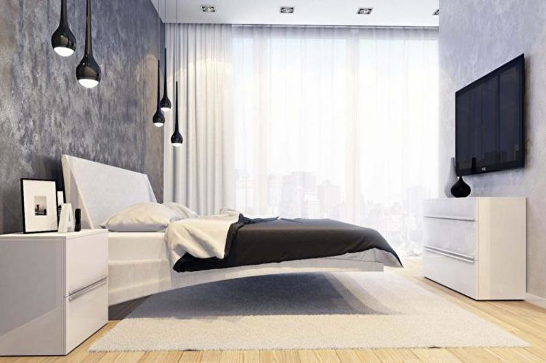 Minimalistisk soverom interiørdesign - foto